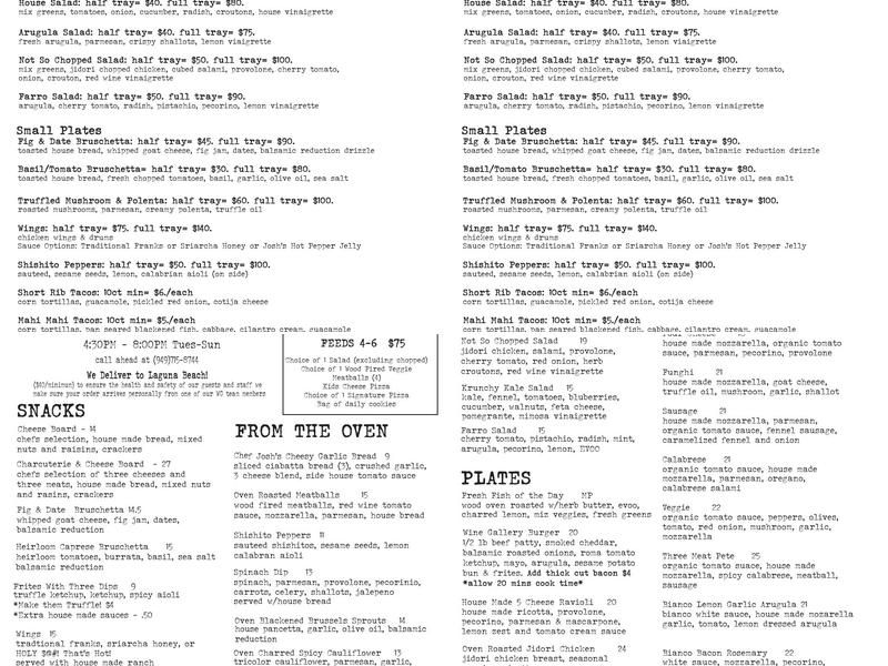 Wine Gallery Menu
