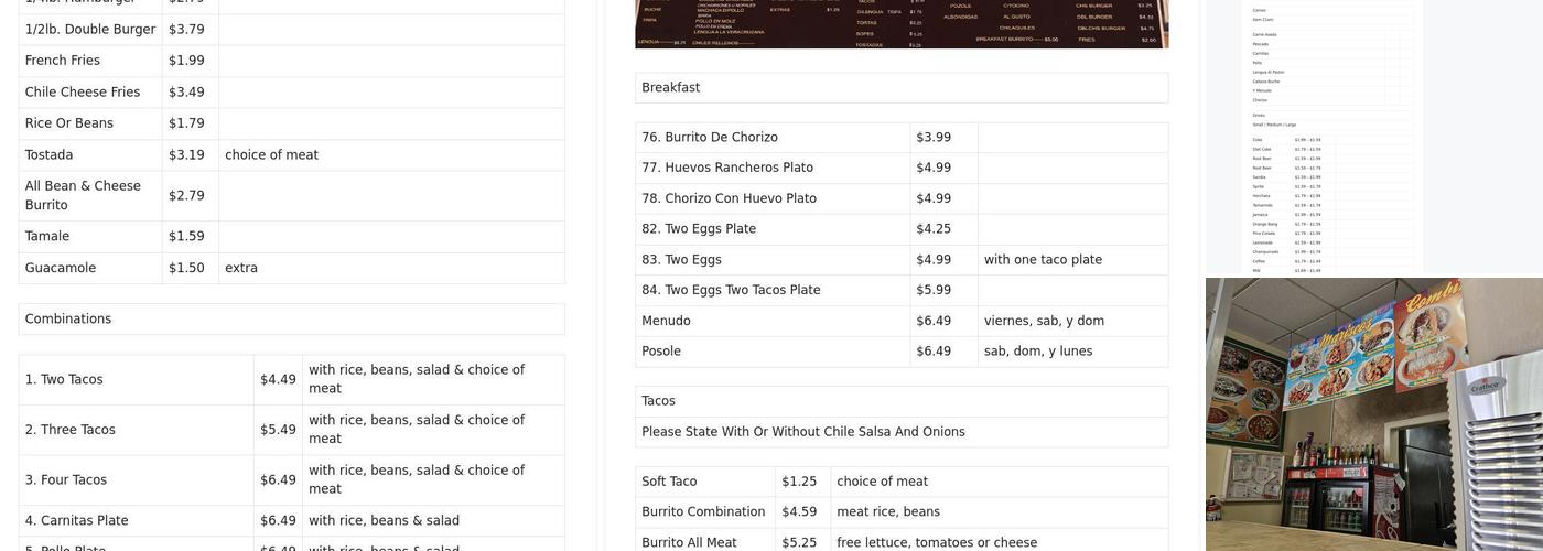 Carnitas Michoacan Menu