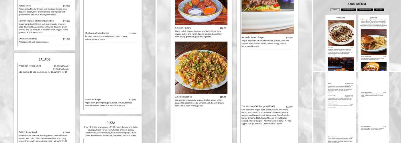 PressBox Sports Grill - NW Fresno Menu