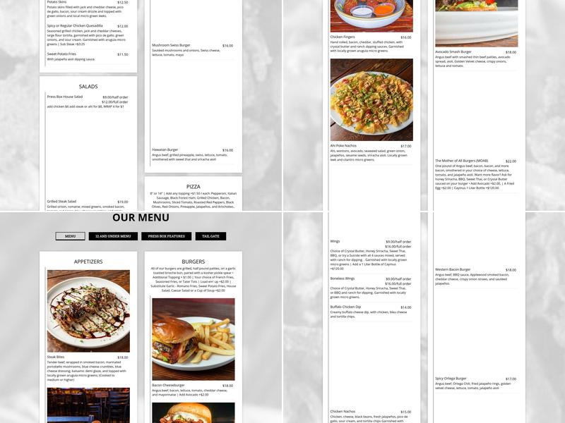 PressBox Sports Grill - NW Fresno Menu