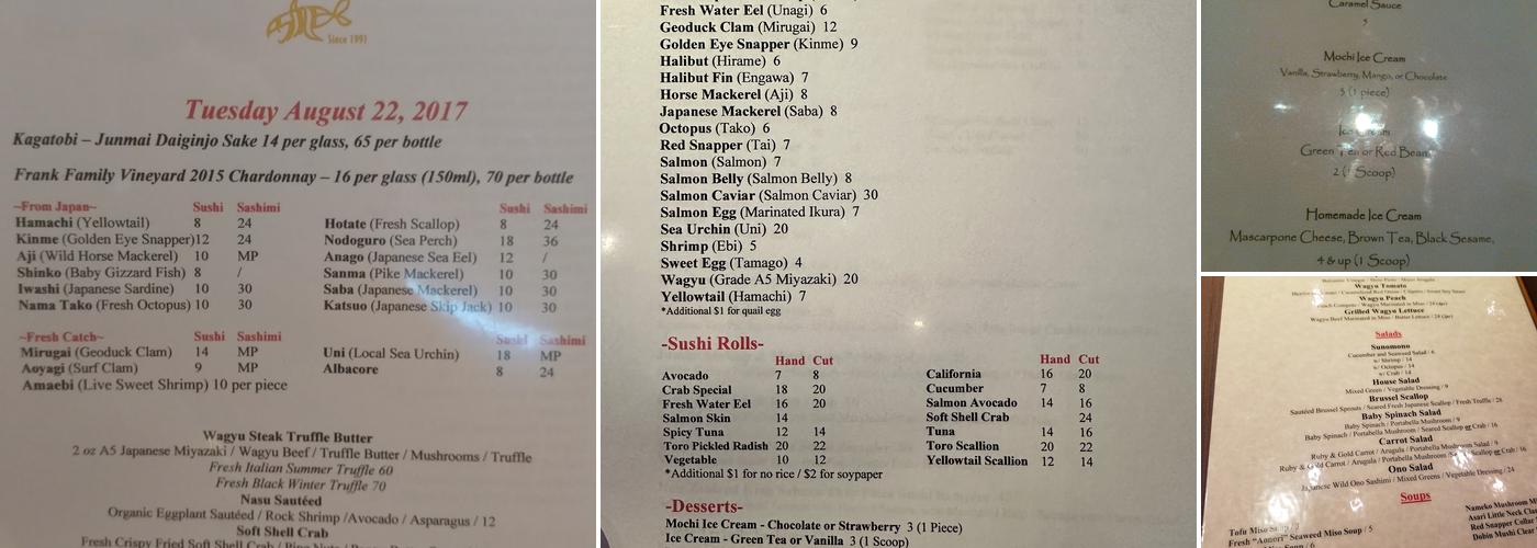 Asanebo Menu