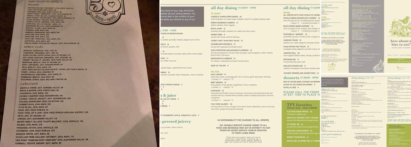 The Front Yard Menu