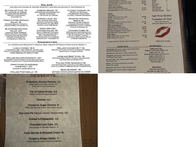 Beso Bistro and Wine Bar Menu
