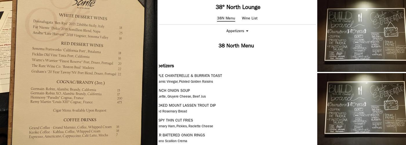 38º North Lounge Menu