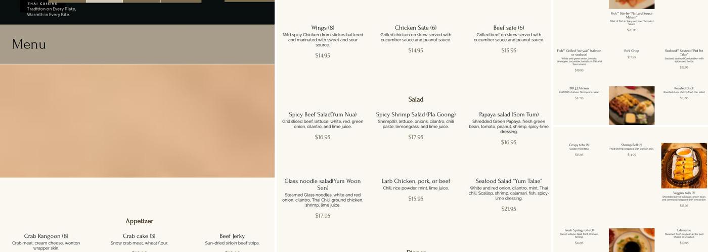 Siam Ambrosia Thai Cuisine Menu