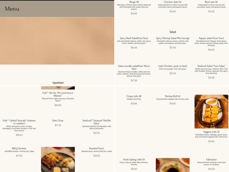 Siam Ambrosia Thai Cuisine Menu