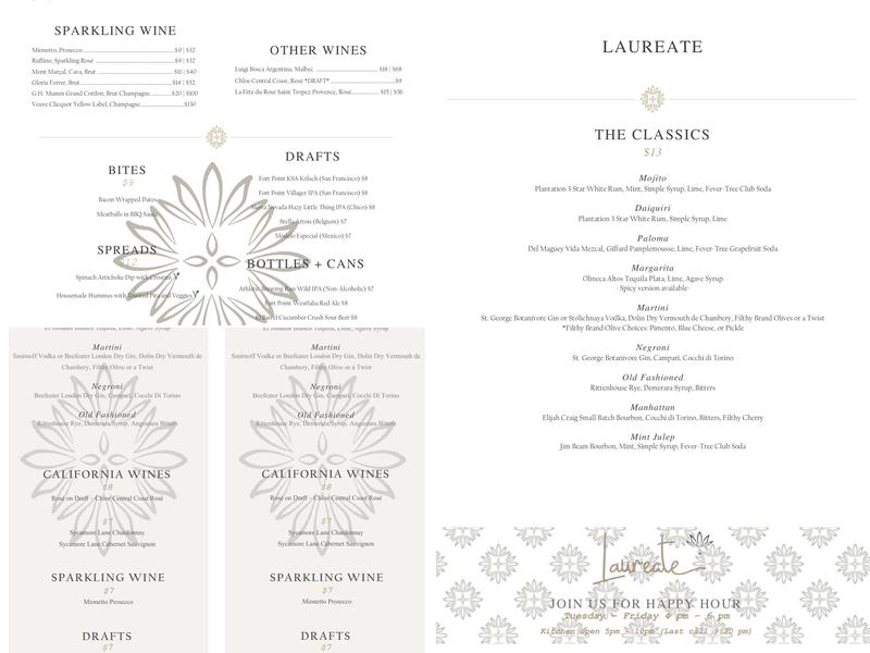 Laureate Bar & Lounge Menu