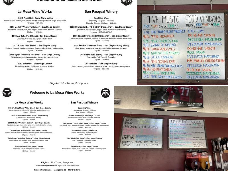 La Mesa Wine Works Menu