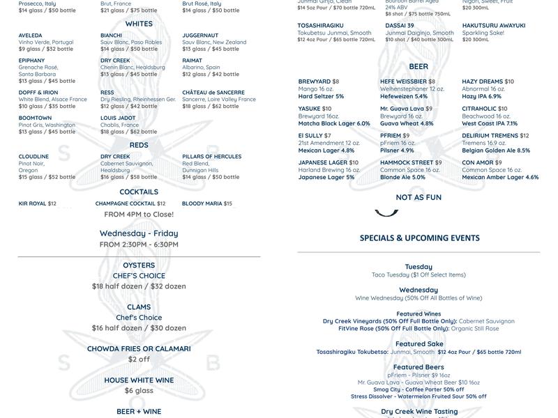 Shuck Oyster Bar Menu