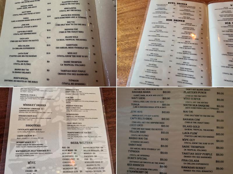 Trad'r Sam Menu