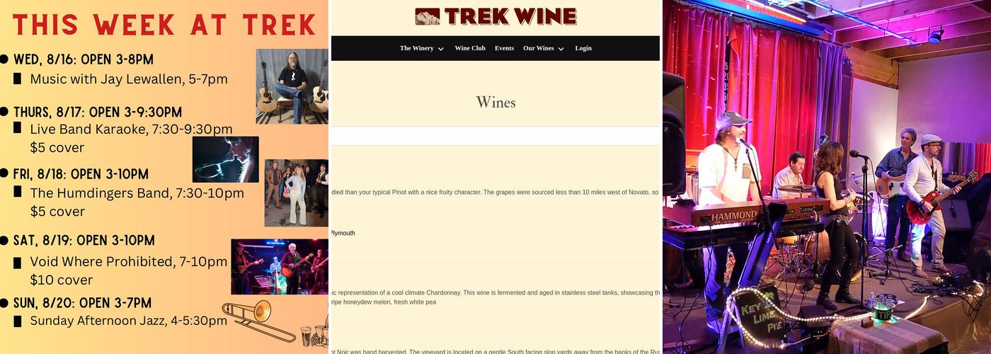 Trek Winery Menu