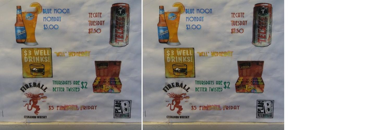 Plan B Live Entertainment & Cocktails Menu