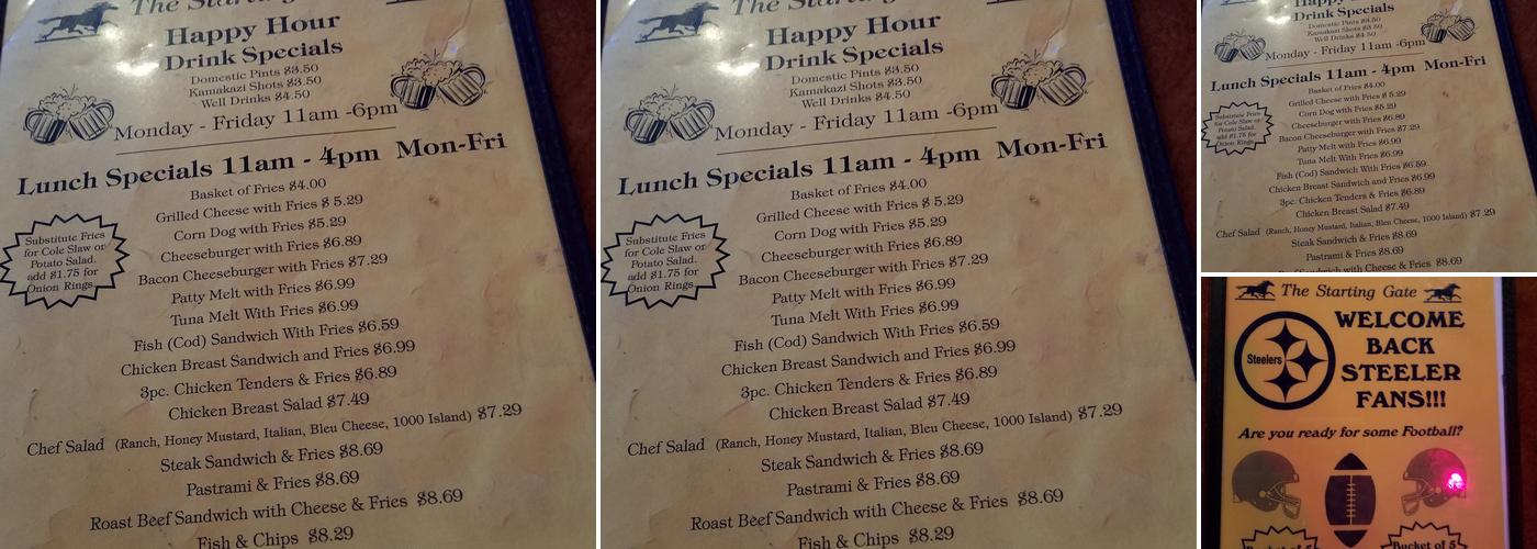 Starting Gate Menu