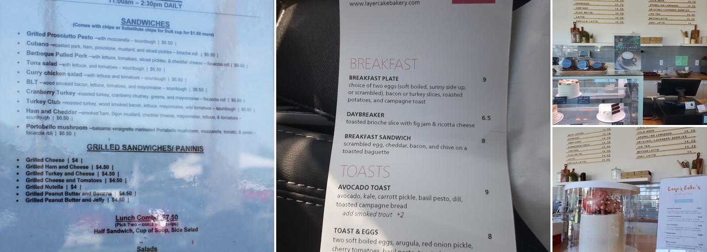 Layer Cake Bakery at Café Mosaic Menu