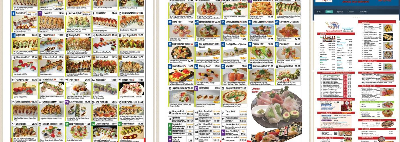 Sashimi Menu