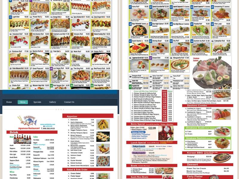 Sashimi Menu