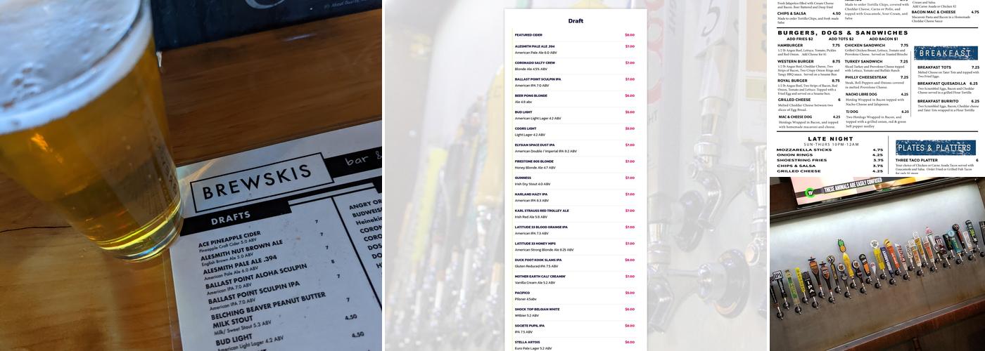 Brewski's Bar & Arcade Menu