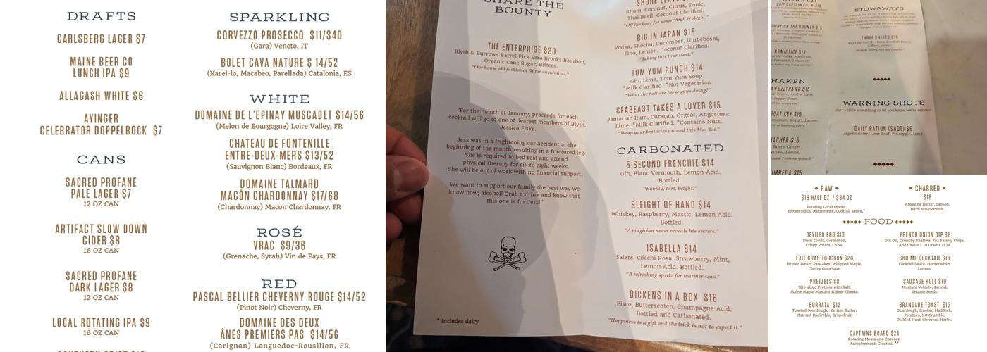 Blyth & Burrows Menu