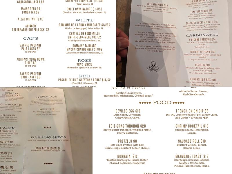 Blyth & Burrows Menu