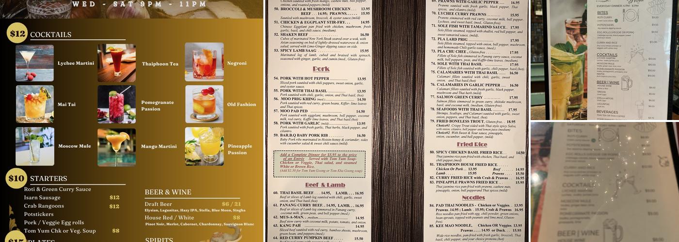 Thaiphoon Restaurant Menu