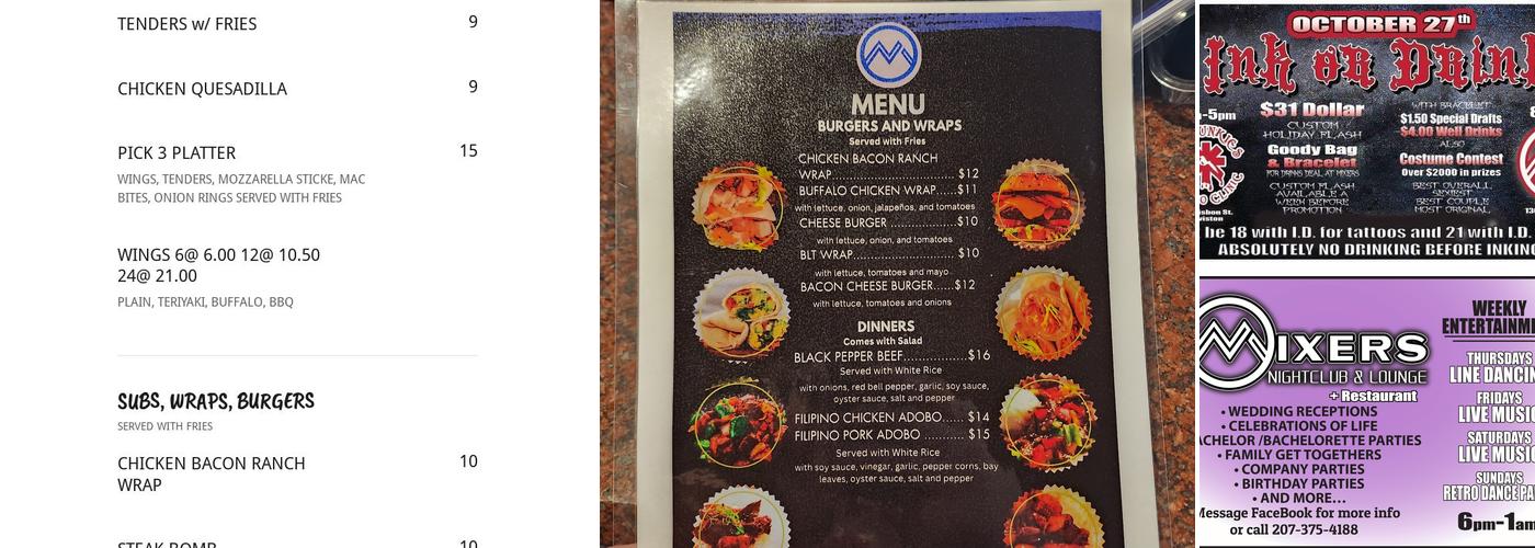Mixers Nightclub & Lounge Menu