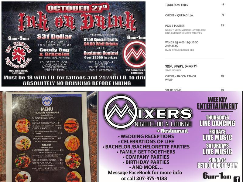 Mixers Nightclub & Lounge Menu