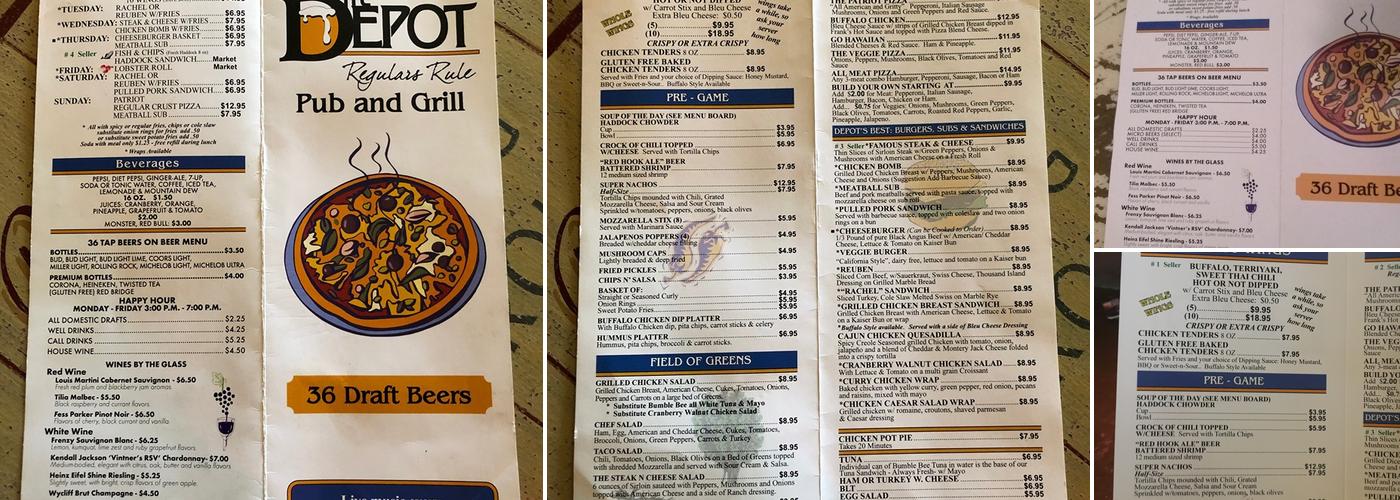 Depot Pub Menu