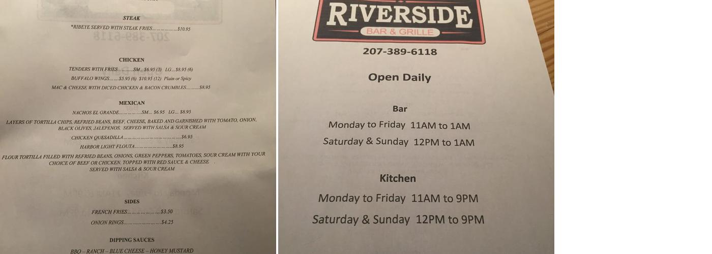 Riverside Menu