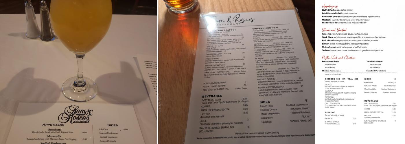 Sam & Rosco's Menu