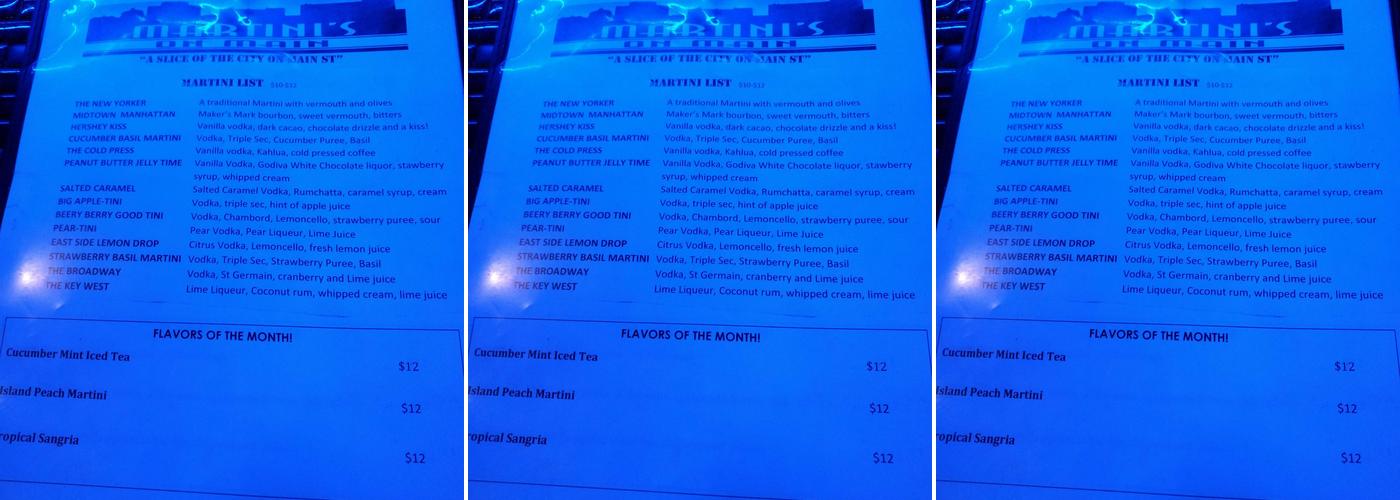Martini's On Main (The Martini Bar) Menu