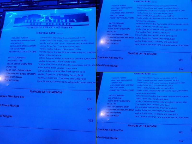 Martini's On Main (The Martini Bar) Menu