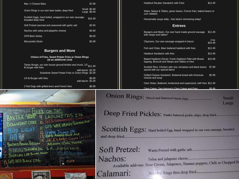 GFB Scottish Pub Menu