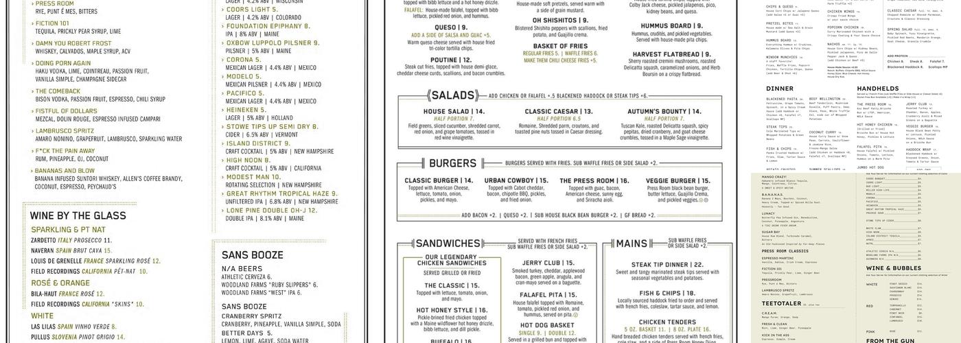 The Press Room Menu