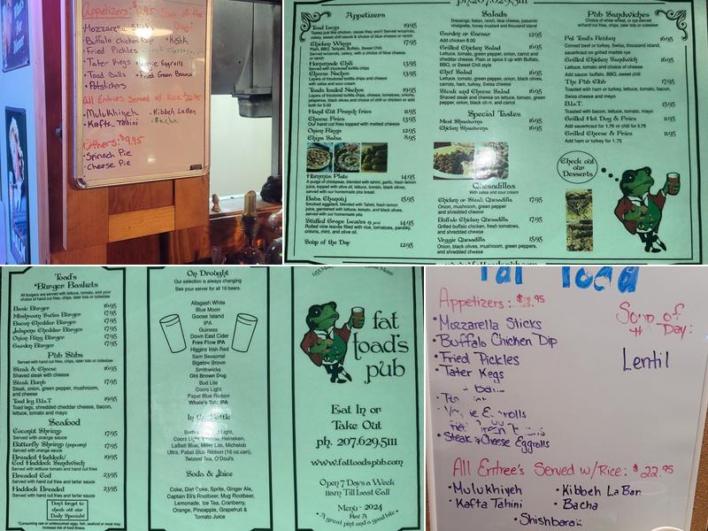 Fat Toad's Pub Menu