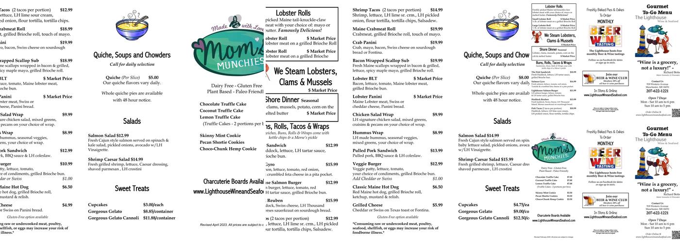 Lighthouse Wine & Seafood Menu