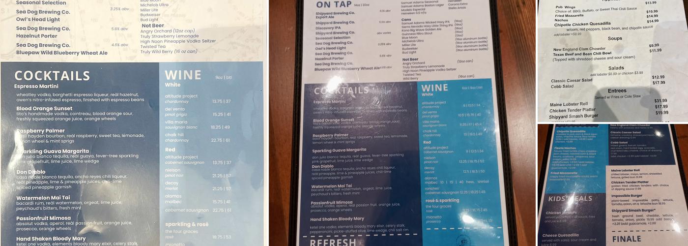 Shipyard Brew Pub Menu