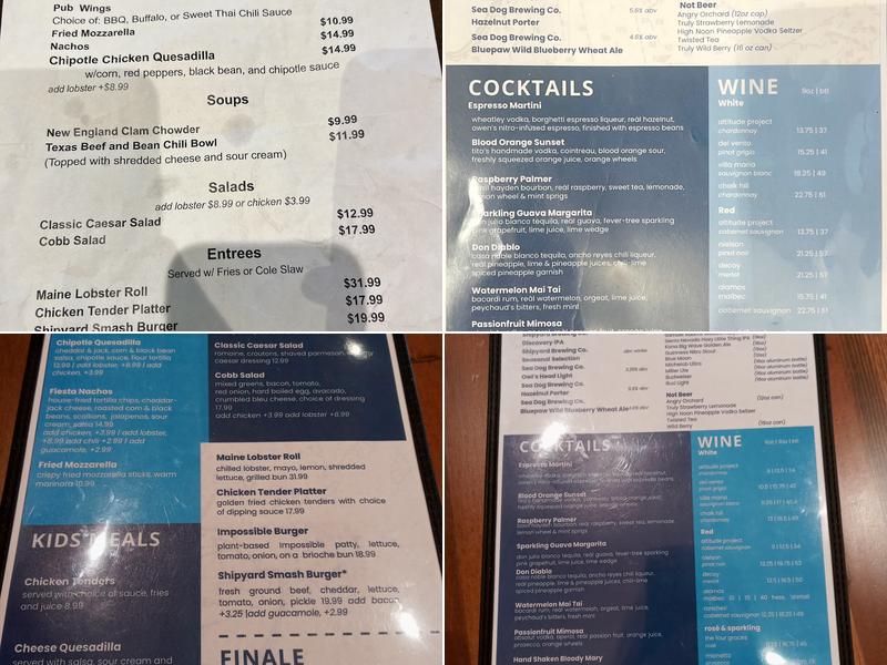 Shipyard Brew Pub Menu