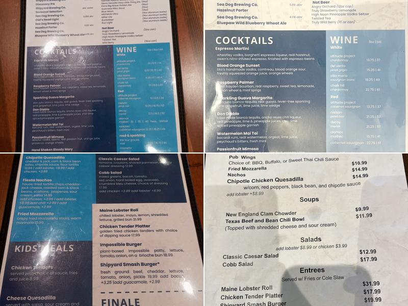 Shipyard Brew Pub Menu