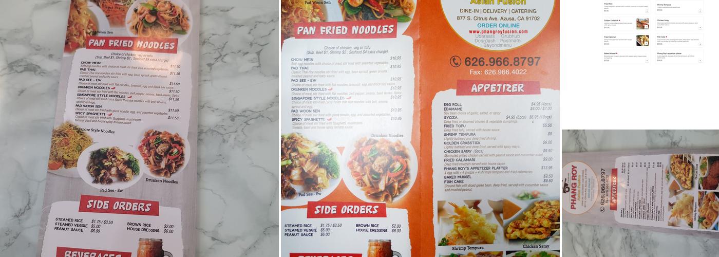 Phang Roy Thai Cuisine Menu