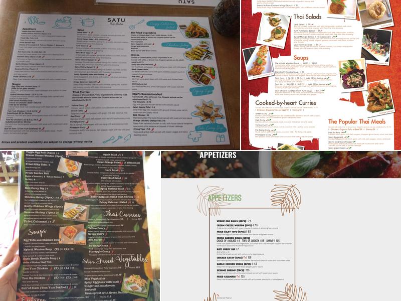 Satu Thai Bistro Menu