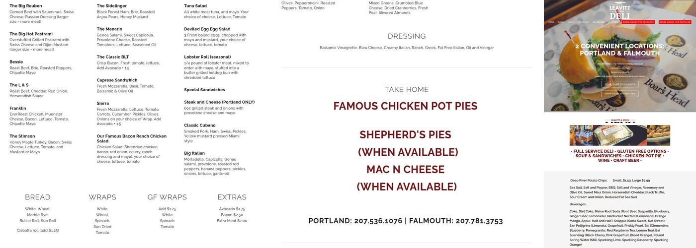 Leavitt & Sons -- Falmouth Menu