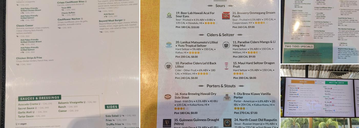 Two Tides Bar Menu