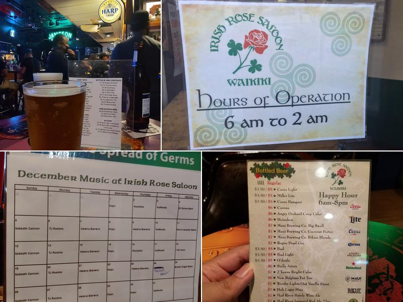 Irish Rose Saloon Menu