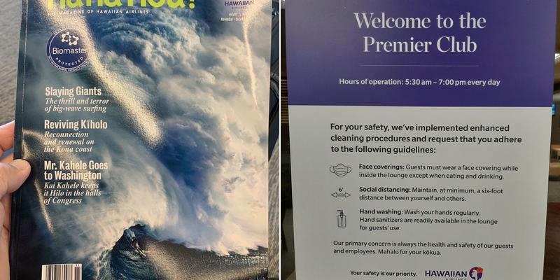 Hawaiian Airlines Premier Club Menu