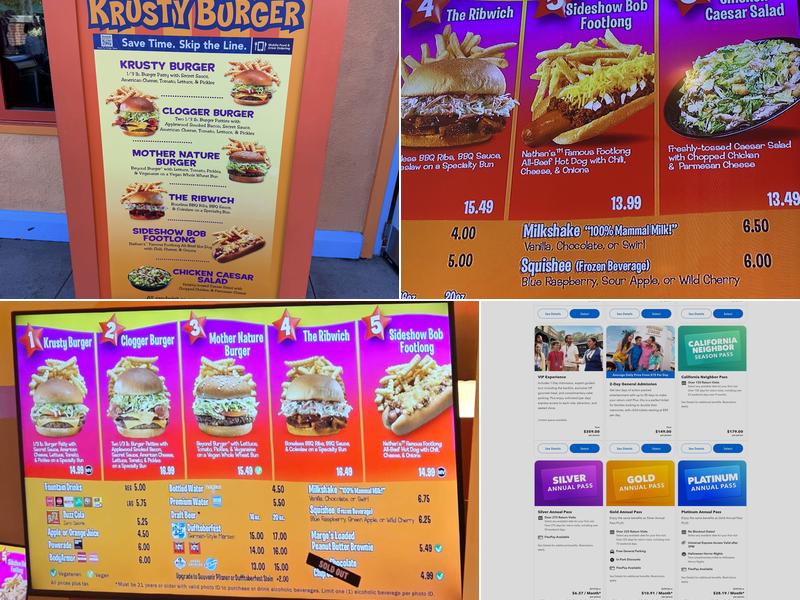 Krusty Burger Menu