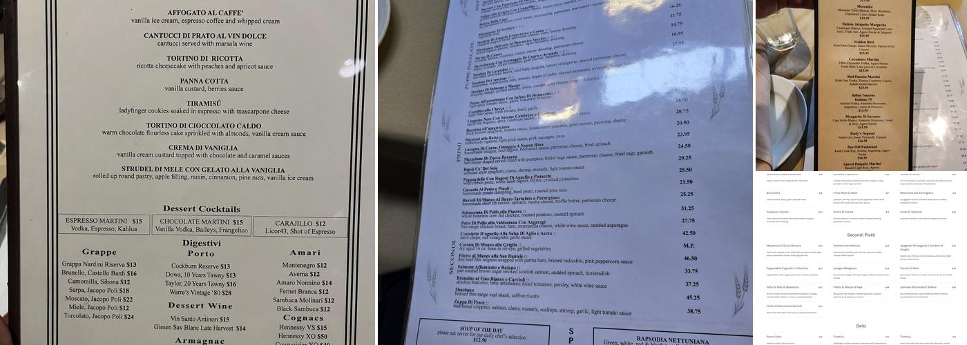 Ca Del Sole Menu
