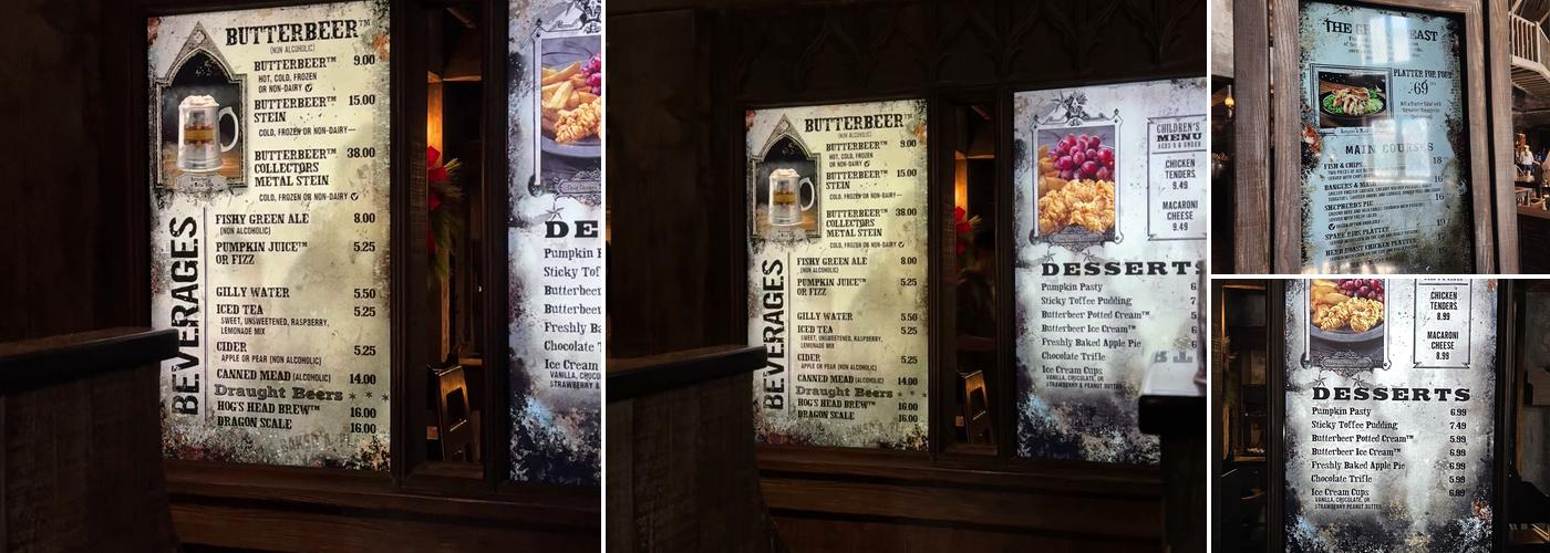 The Three Broomsticks Menu