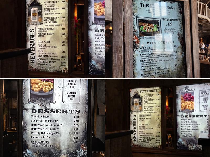 The Three Broomsticks Menu