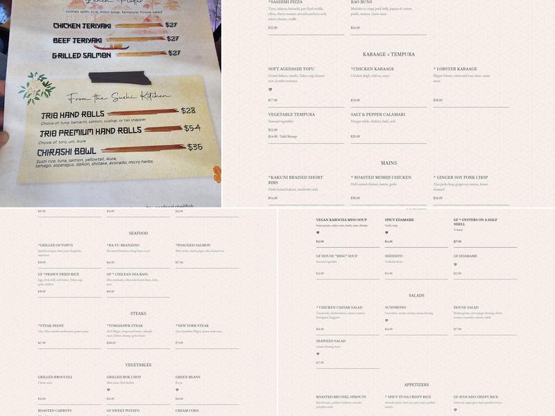 Yamashiro Hollywood Menu