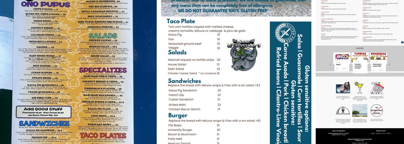 Moose McGillycuddy's - Kihei Menu